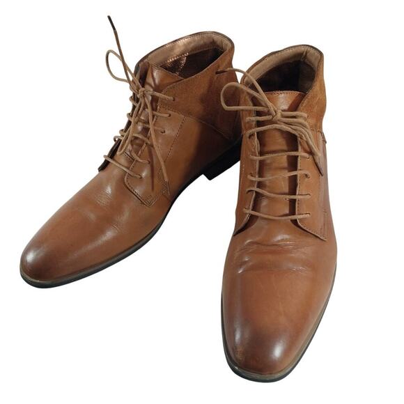 LA MILANO! PECAN BROWN GENUINE LEATHER & SUEDE MEMORY FOAM, ANKLE BOOTS! SZ 13 - Picture 3 of 12